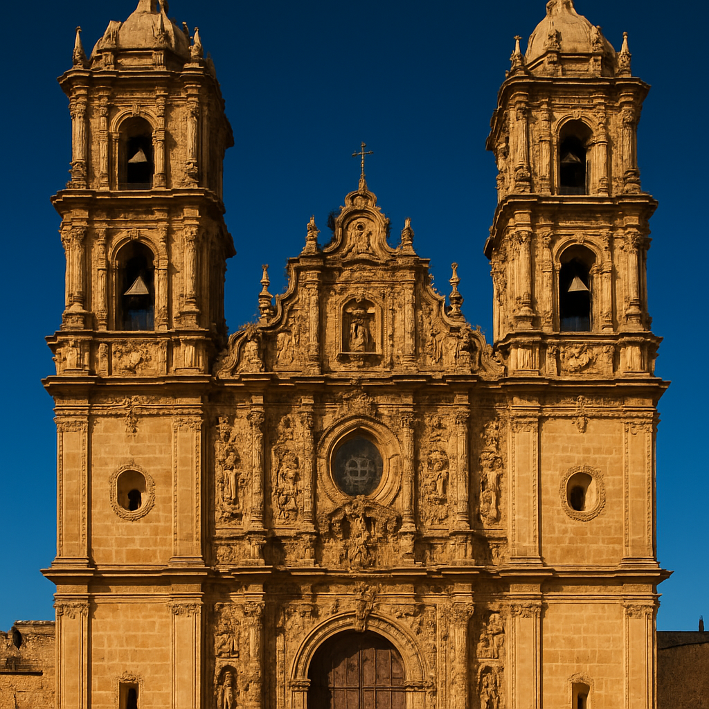 Iglesia colonial barroca de Acatzingo con torres de cantera